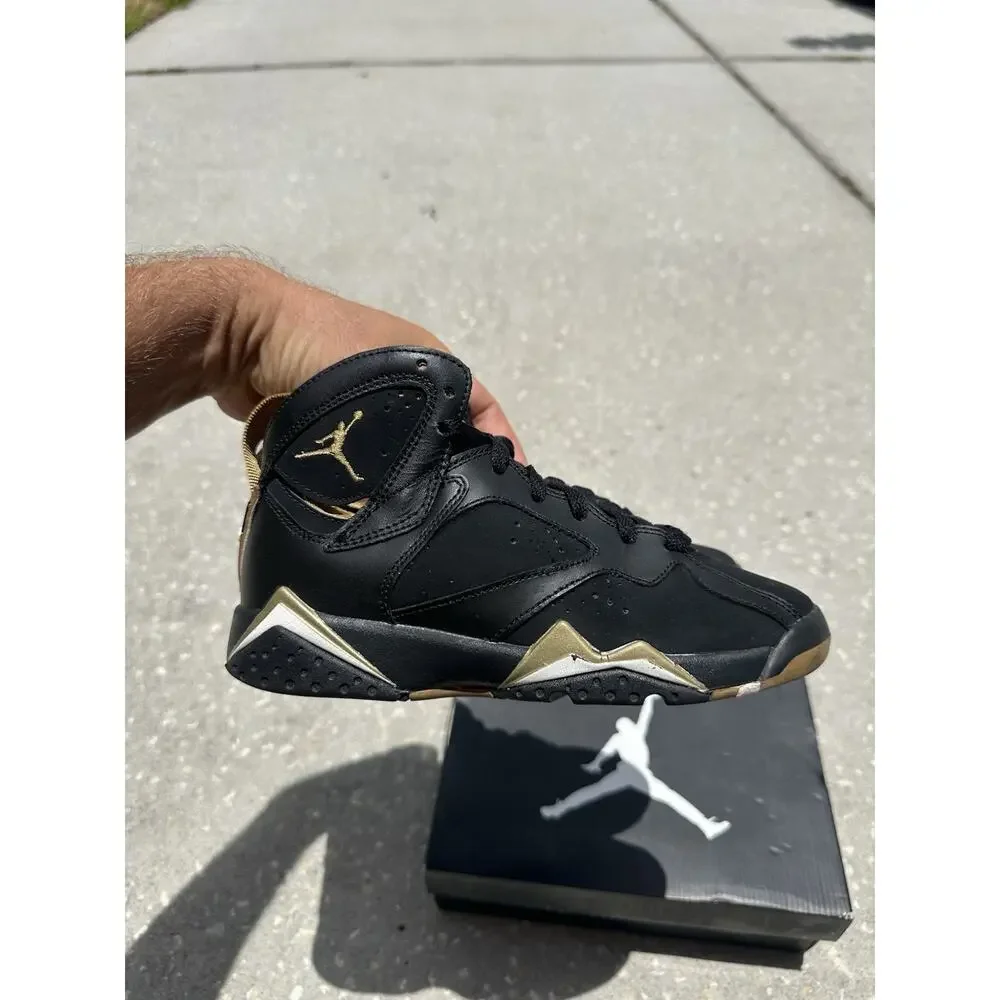 Nike Air Jordan 7 Retro Size 3.5Y GMP GS304774-135 Black/Metallic Gold-Sail